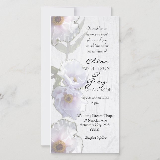 Wedding Ceremony Invitation with peonies (Front)