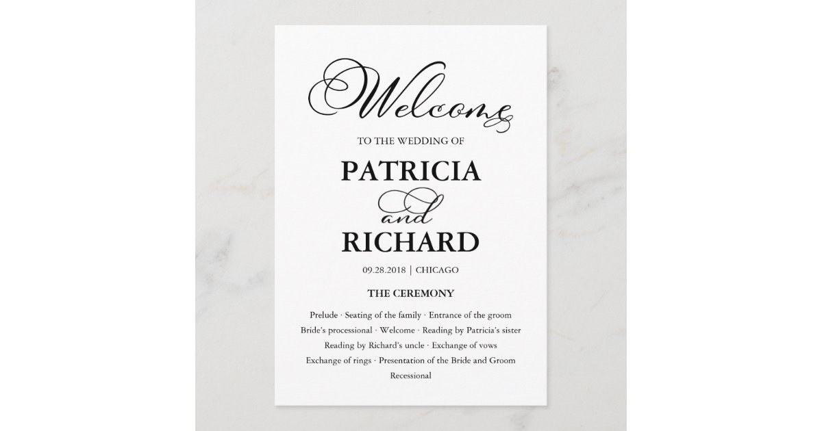 Wedding Ceremony Order Of Service Elegant Program Zazzle Com