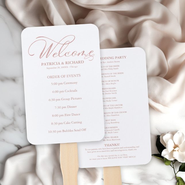 Wedding Ceremony Order of Service Elegant Program Hand Fan (Creator Uploaded)