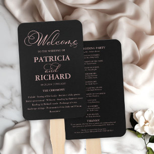 Wedding Ceremony Order of Service Elegant Program Hand Fan