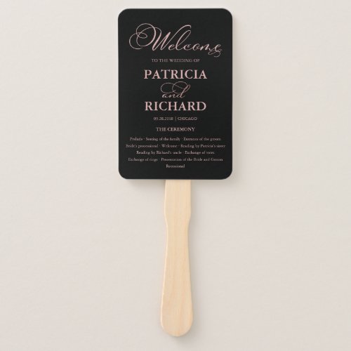 Wedding Ceremony Order of Service Elegant Program Hand Fan