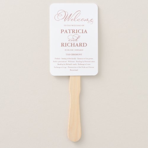 Wedding Ceremony Order of Service Elegant Program Hand Fan