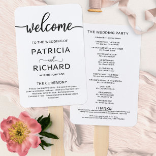 Wedding Program Fan Template, Editable Program With Timeline