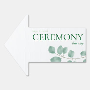 Wedding Ceremony Outdoor Sign Arrow Eucalyptus