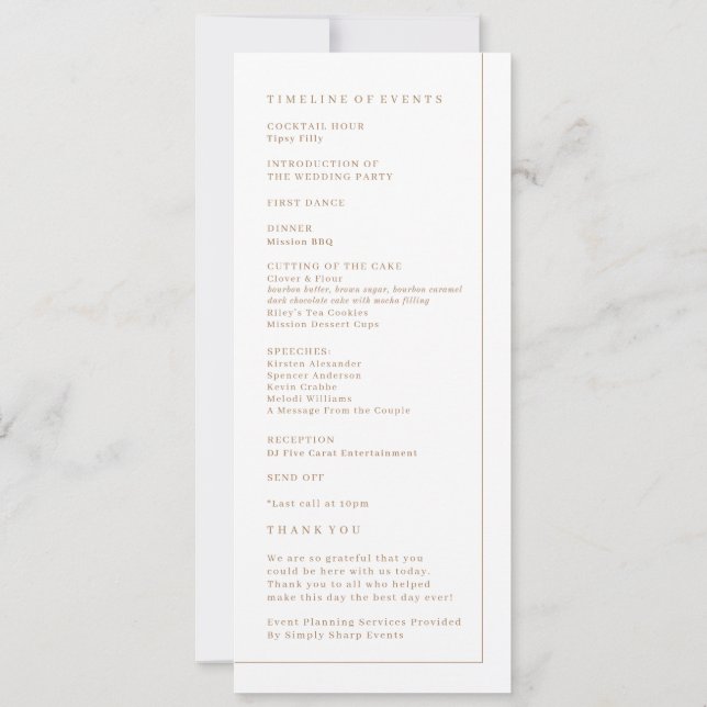 Wedding Ceremony Program (Back)