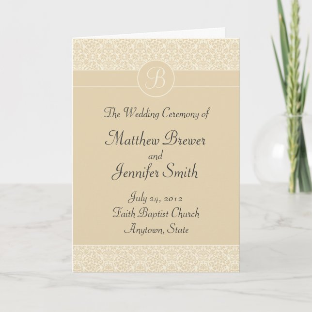 Wedding Ceremony Program and Order of Service Card (Front)