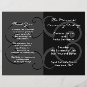 Wedding Ceremony Program Black Butterfly Curve