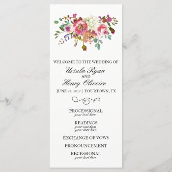 Wedding Ceremony Program Blush Gold Watercolor by autumnandpine at Zazzle