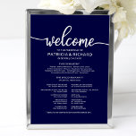 Wedding Ceremony Program Board Chic Navy Blue Poster<br><div class="desc">A rustic chic navy blue lettering wedding ceremony program poster. Add your own background color.</div>