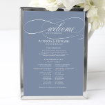 Wedding Ceremony Program Board Dusty Blue Poster<br><div class="desc">A rustic chic Dusty Blue  lettering wedding ceremony program poster. Add your own background color.</div>
