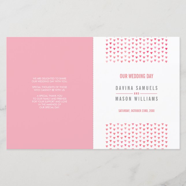 WEDDING CEREMONY PROGRAM boho pattern pink coral (Front)