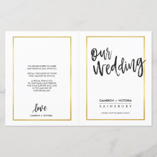 WEDDING CEREMONY PROGRAM brushed type gold frame