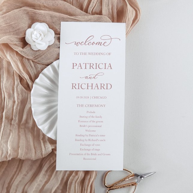 Wedding Ceremony Program Card Rose Gold  (Creator Uploaded)