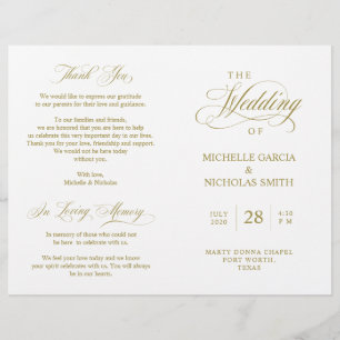 Wedding Ceremony Program Classic Elegance Gold
