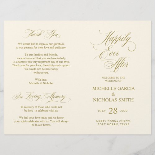 Wedding Ceremony Program Classic Elegance GOLD