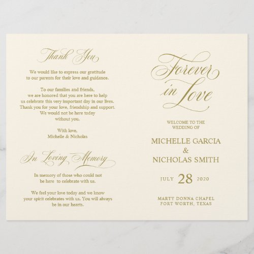 Wedding Ceremony Program Classic Elegance Gold