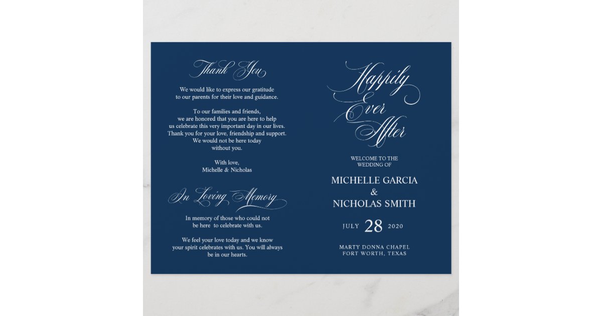 Wedding Ceremony Program Classic Elegance Navy | Zazzle