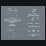 Wedding Ceremony Program, Classy Dark Grey Themed<br><div class="desc">This is the foldable wedding ceremony program card, in classy dark grey themed. It is designed with scroll accent that can be personalised with custom/ personalised text for your bridal party, ceremony details, memorial notes and thank you message. ** Note: these text weight paper programs arrive flat and require folding...</div>
