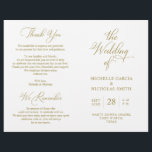 Wedding Ceremony Program Classy Elegant Gold<br><div class="desc">This is the foldable wedding ceremony program card, in classy elegant Gold color themed. It is designed with scroll accent that can be personalised with custom/ personalised text for your bridal party, ceremony details, memorial notes and thank you message. ** Note: these text weight paper programs arrive flat and require...</div>