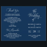 Wedding Ceremony Program, Classy Navy Blue themed<br><div class="desc">This is the foldable wedding ceremony program card, in classy navy blue themed. It is designed with scroll accent that can be personalised with custom/ personalised text for your bridal party, ceremony details, memorial notes and thank you message. ** Note: these text weight paper programs arrive flat and require folding...</div>