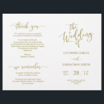 Wedding Ceremony Program, Elegant Script Gold<br><div class="desc">This is the foldable wedding ceremony program card, in elegance script in Black color themed. It is designed with scroll accent that can be personalised with custom/ personalised text for your bridal party, ceremony details, memorial notes and thank you message. ** Note: these text weight paper programs arrive flat and...</div>