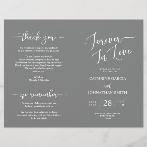 Wedding Ceremony Program Elegant Script Grey