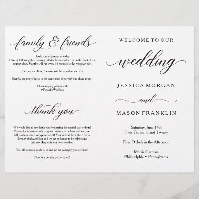 Wedding Ceremony Program Folded Programs (Front)