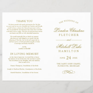 Wedding Ceremony Program | Gold Classic Elegance