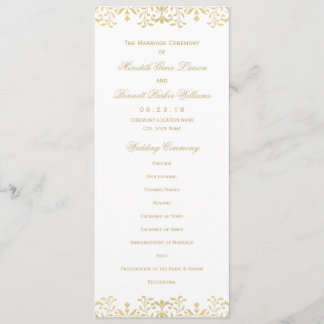 Wedding Ceremony Program | Gold Vintage Glamour