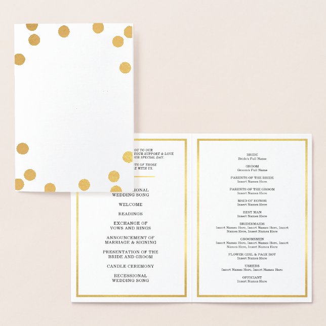 WEDDING CEREMONY PROGRAM large polka dot (Display)