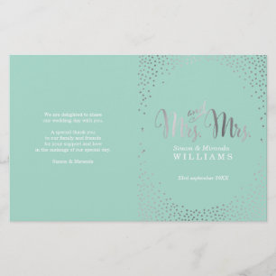 WEDDING CEREMONY PROGRAM mini silver confetti mint