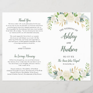 Wedding Ceremony Program | Neutral Blooms