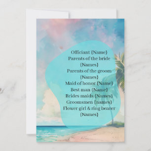 Wedding Ceremony Program Procession Beach Design
