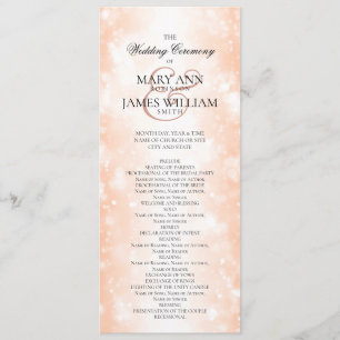 Wedding Ceremony Program Rose Gold Shimmer Lights