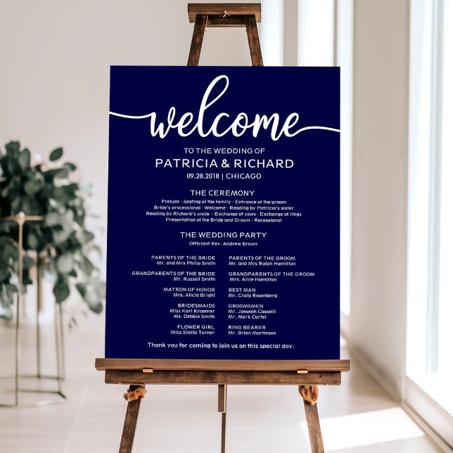 Wedding Ceremony Program Simple Calligraphy Foam Board (Creator Uploaded)