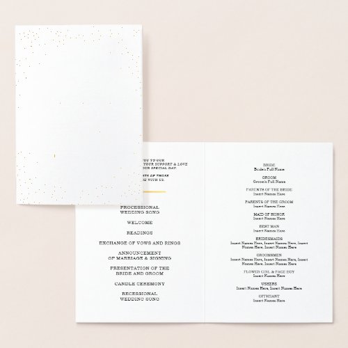 WEDDING CEREMONY PROGRAM stylish mini confetti dot