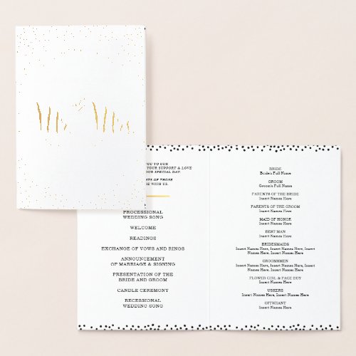 WEDDING CEREMONY PROGRAM stylish mr  mrs confetti