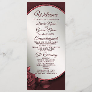 Wedding Ceremony Red Pink Roses Flowers Frame Program
