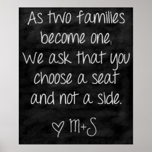 Wedding Ceremony Sign Choose a seat not a side