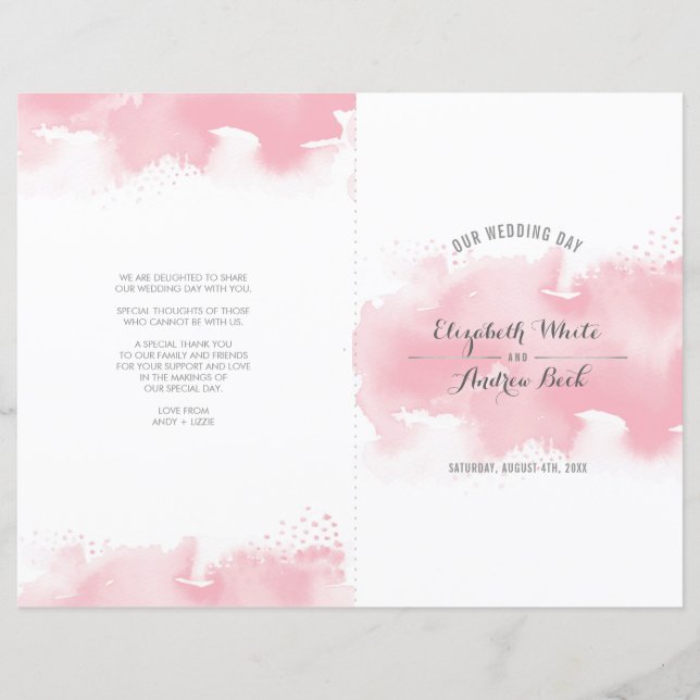 WEDDING CEREMONY stylish watercolor blush pink (Front)