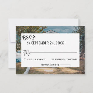 Wedding ceremony trees summer floral wedding RSVP Card