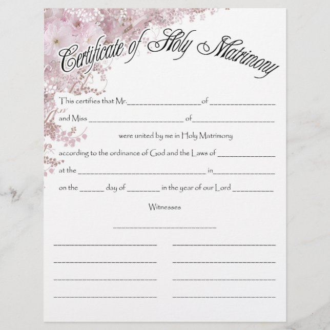 Wedding Certifficate (Front)