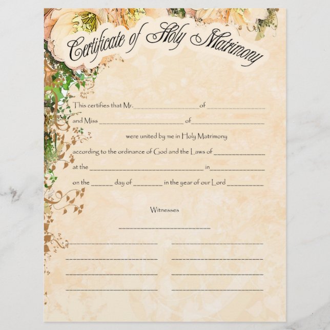 Wedding Certificate (Front)