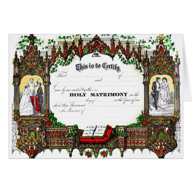 wedding certificate from 1877 cards (Front Horizontal)