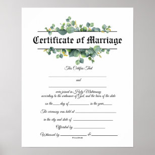 Wedding Certificate Poster