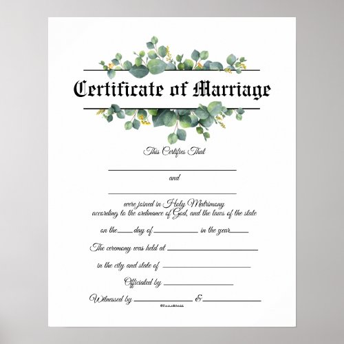 Wedding Certificate Poster