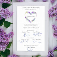 Wedding Certificate Purple Watercolor Floral Heart Poster at Zazzle