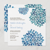 Wedding Cerulean Blue Flower Blooms Invitation (Front/Back)