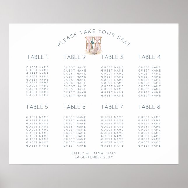 Wedding Chair 8 Table 80 Square Seating Chart (Front)