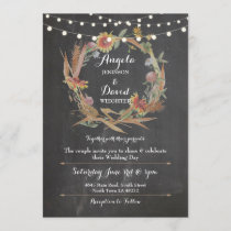 Wedding Chalk Fall in Love Wreath Party Invitation